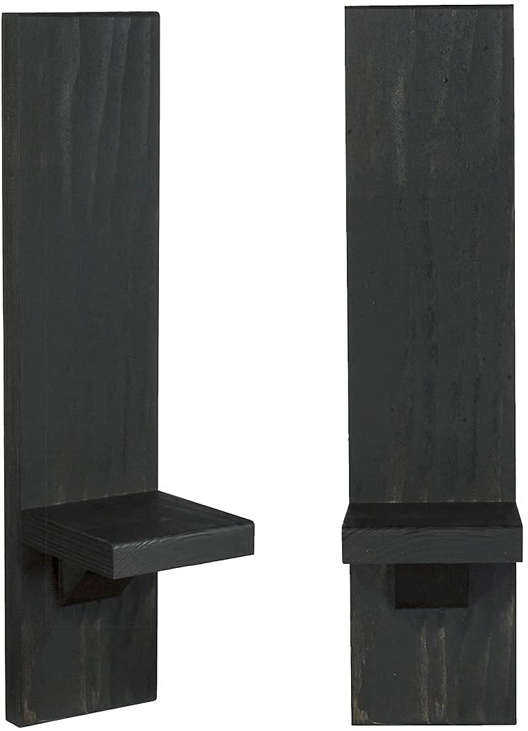 Grande candeliere rustico da parete in legno con candele a pilastro