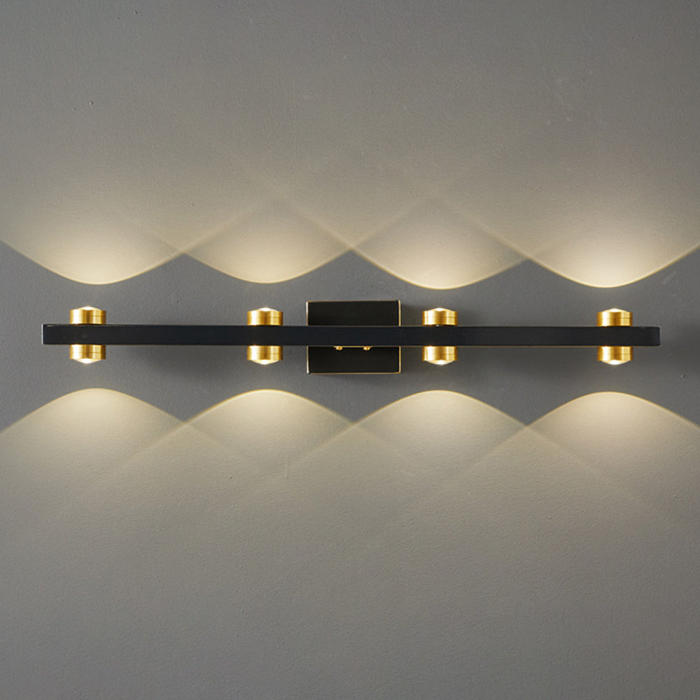 Freja - Lampada da parete LED moderna, nero/oro, bagno, metallo