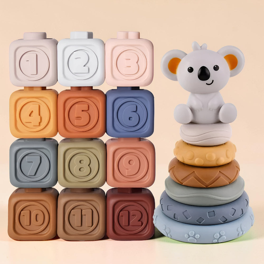 Baby Toy Teething Rings Stacking Blocks Sensory Learning Set