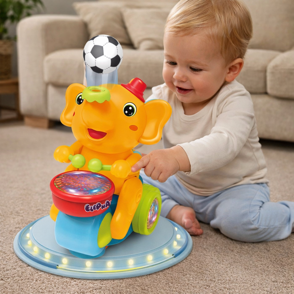 Giocattolo Bambini Interattivo Elefante Musica Luci Motorie