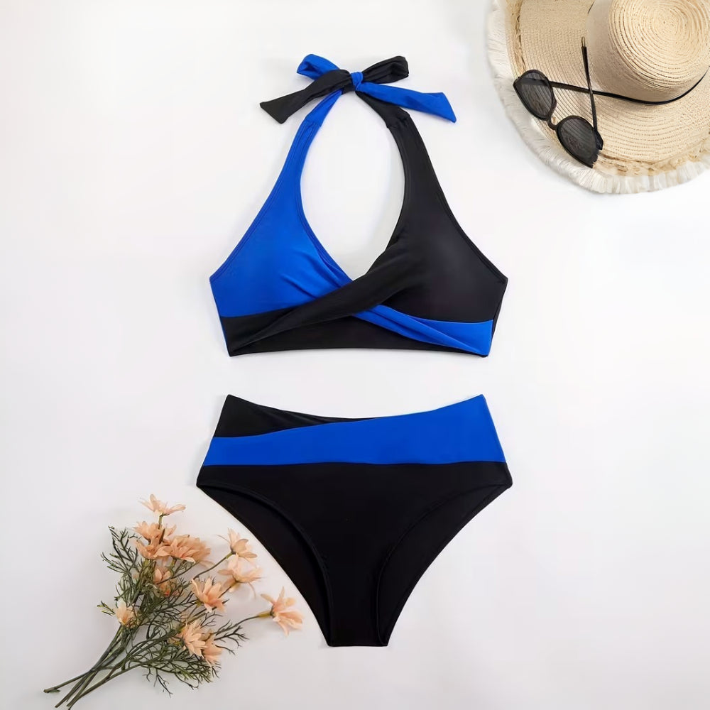 Bikini Donna Set Halter Incrocio Vita Alta Regolabile