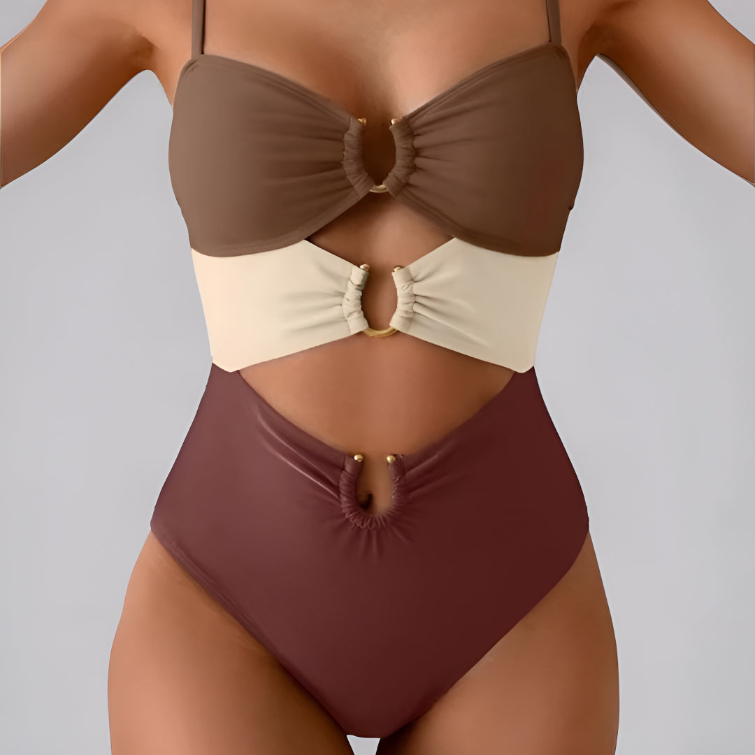 Bañador Mujer Monokini Recortes Control Abdomen Tirantes Ajustables
