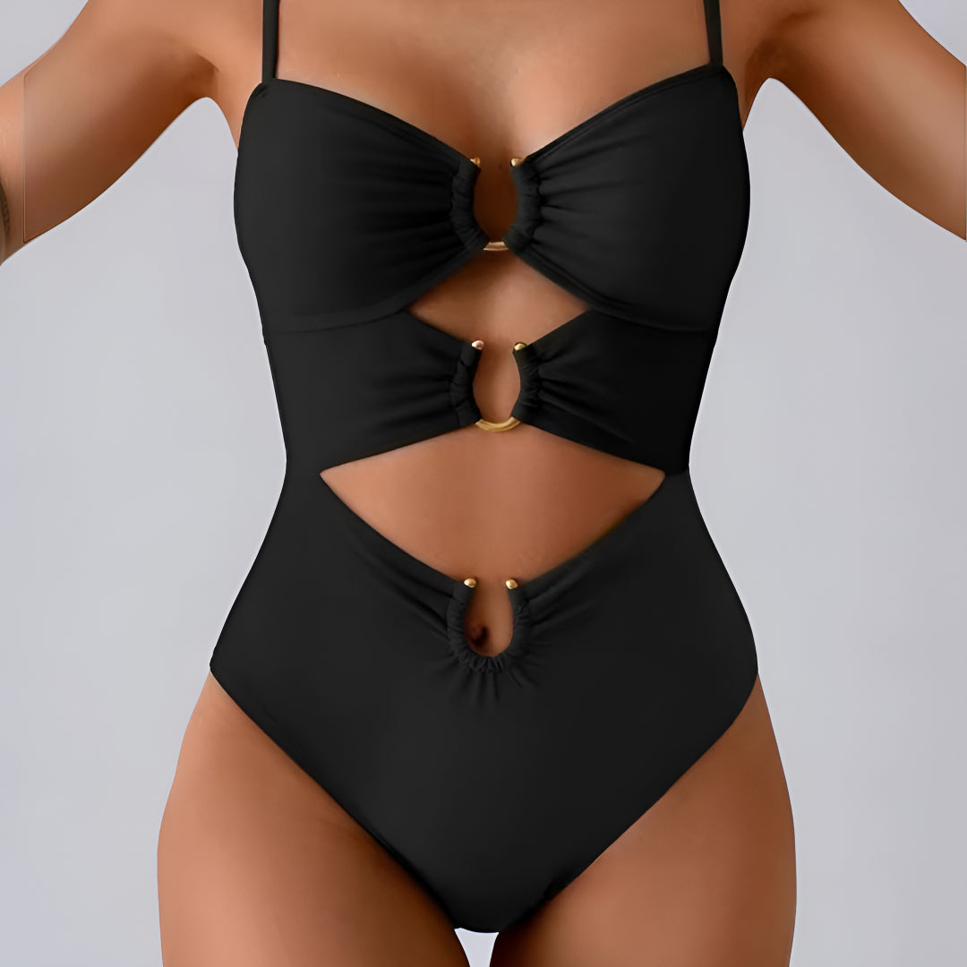 Bañador Mujer Monokini Recortes Control Abdomen Tirantes Ajustables