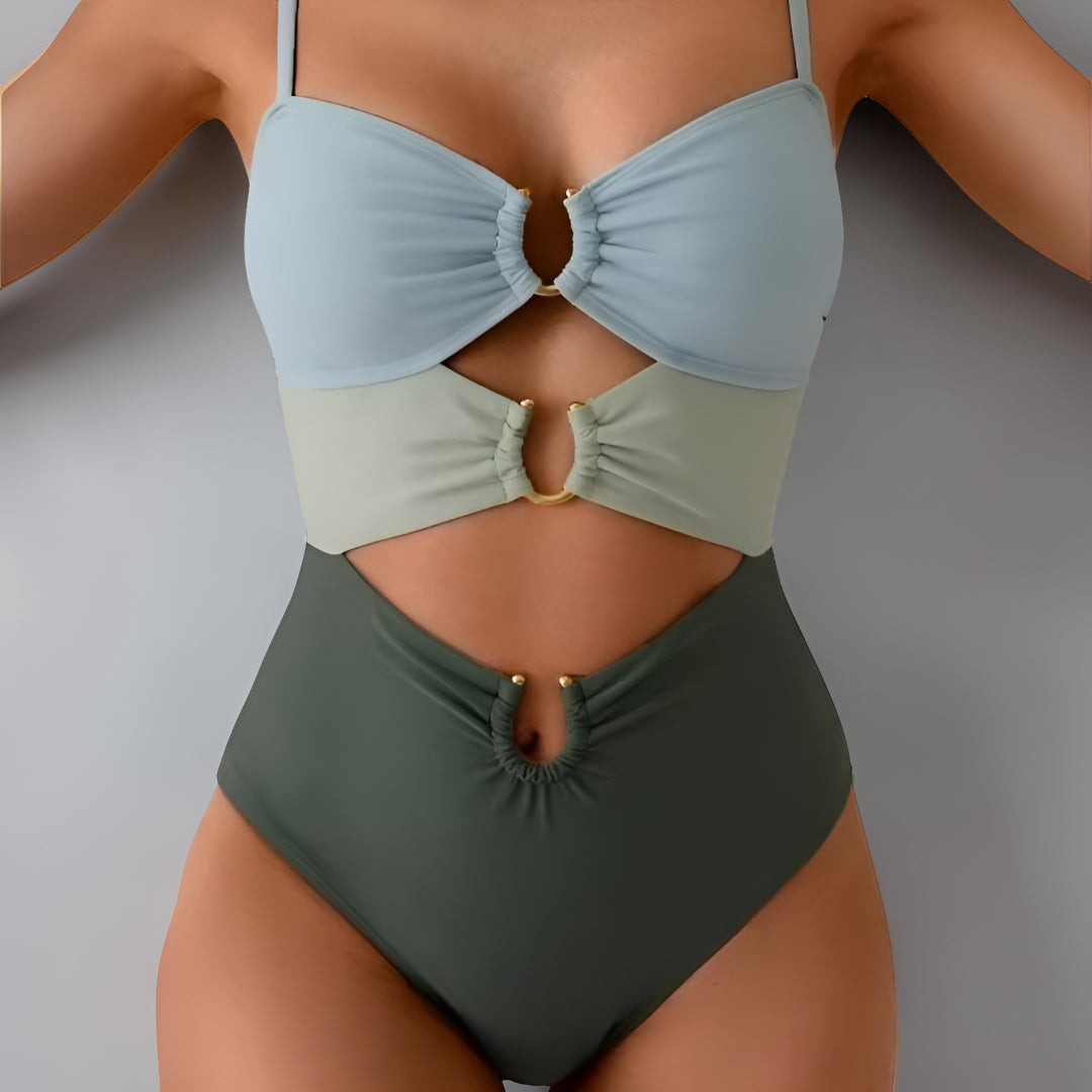 Bañador Mujer Monokini Recortes Control Abdomen Tirantes Ajustables