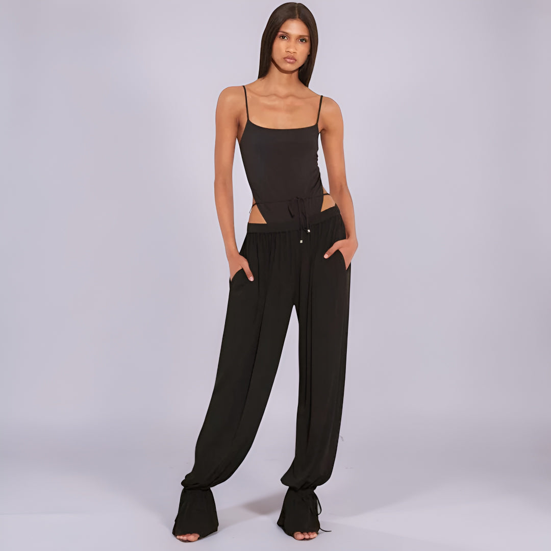 Women's Swimsuit Set Stretch Adjustable Solid Color Beach Pants