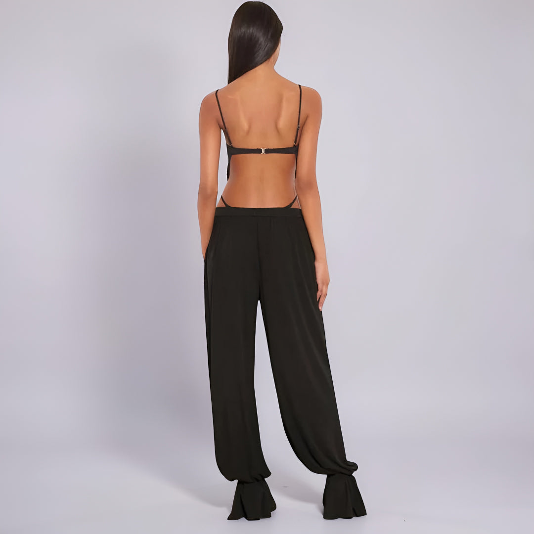 Women's Swimsuit Set Stretch Adjustable Solid Color Beach Pants
