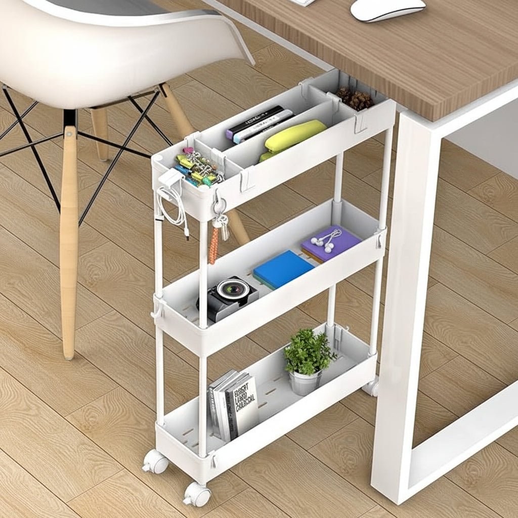 Storage Cart Narrow 3 Layers Wheels Organizer Kitchen Bathroom Cabinets