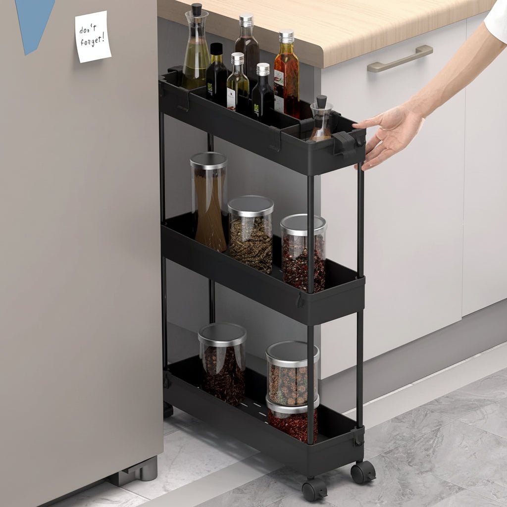 Opslagkar Smalle 3 Laags Wielen Organiser Keuken Badkamer Kasten