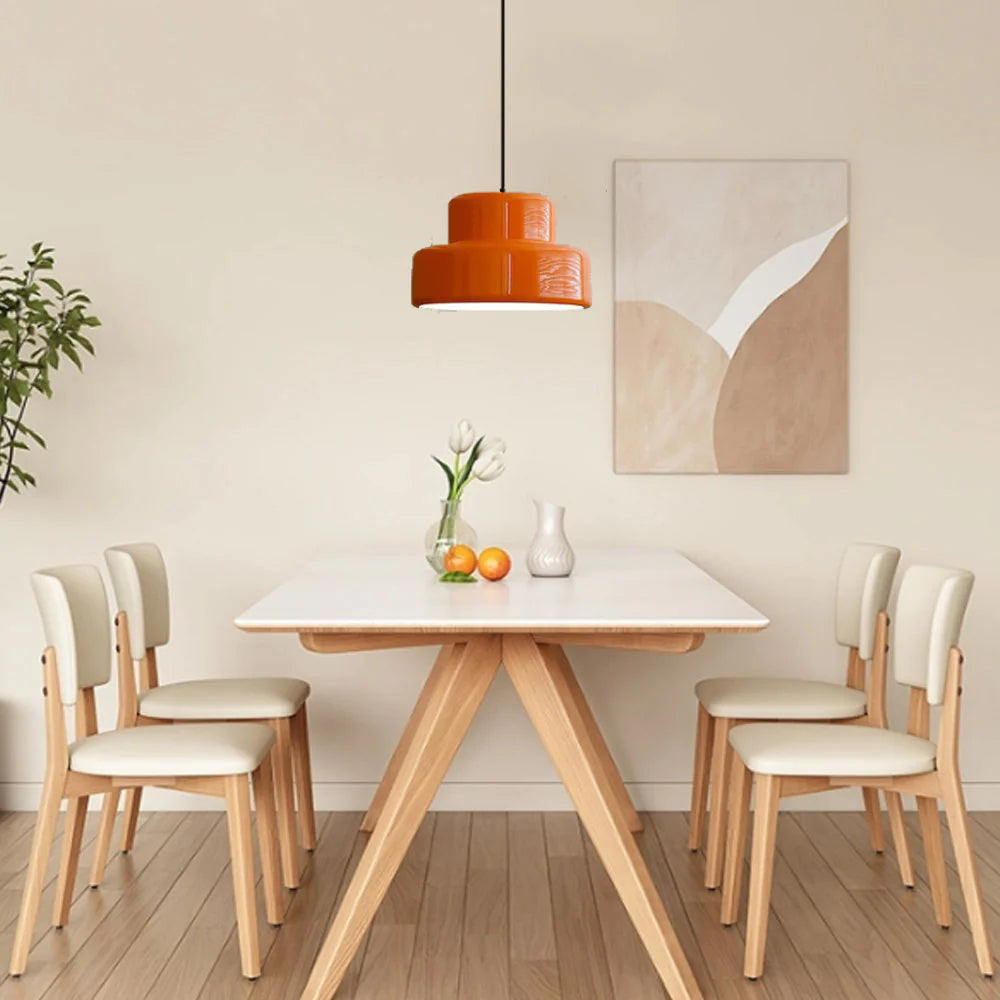 Candeeiro suspenso vintage laranja Bauhaus para sala de jantar