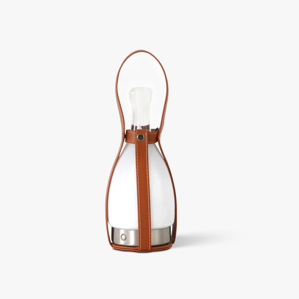 Lampada da tavolo in vetro portatile Bell in pelle
