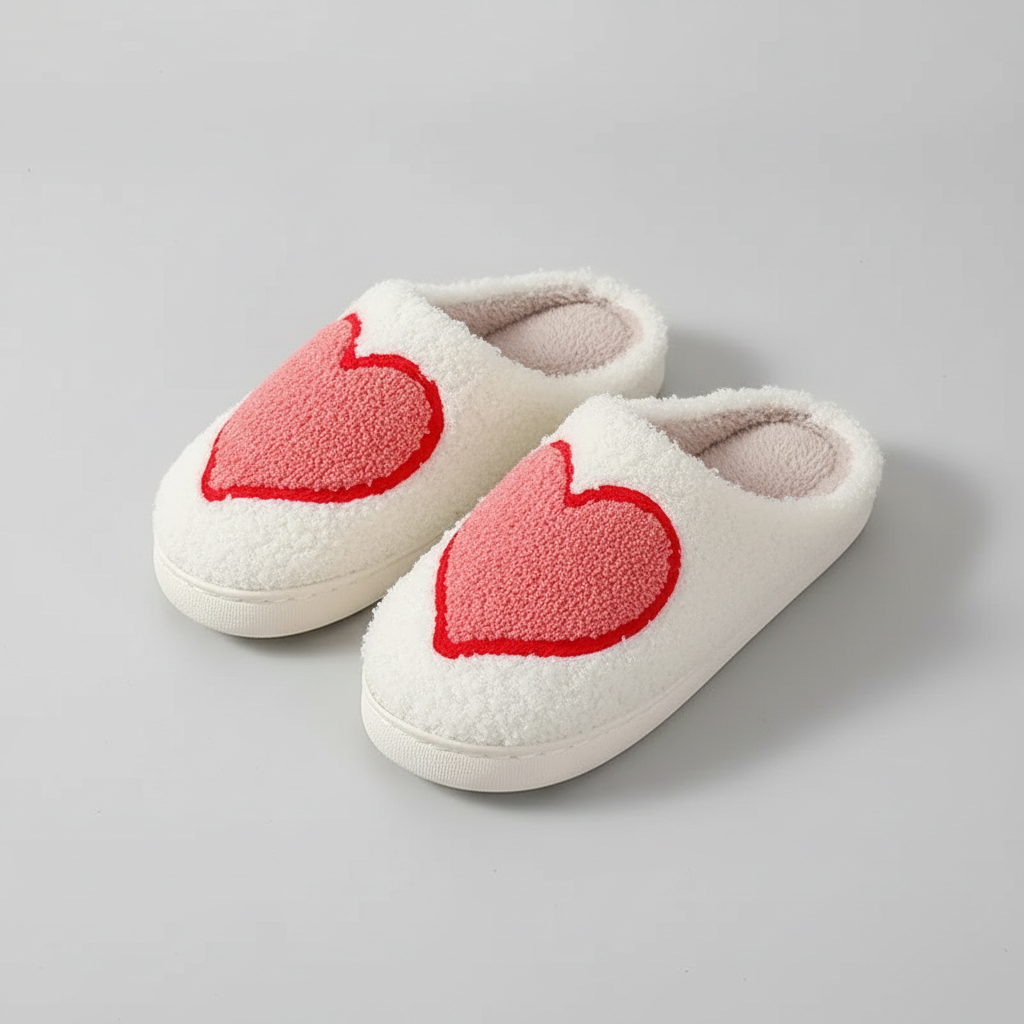 Cushion House Slippers Heart Mushroom Pattern Soft Memory Foam