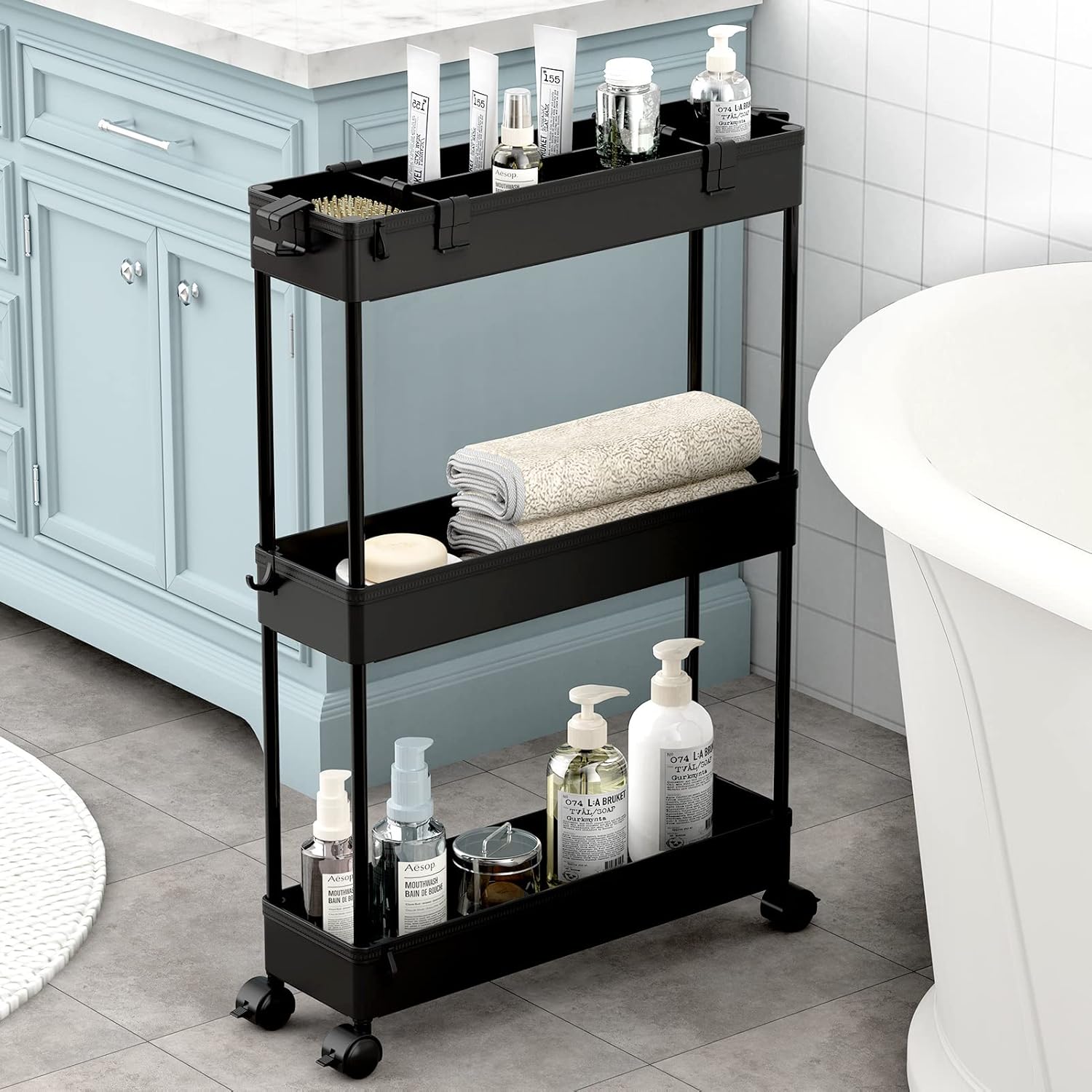 Opslagkar Smalle 3 Laags Wielen Organiser Keuken Badkamer Kasten