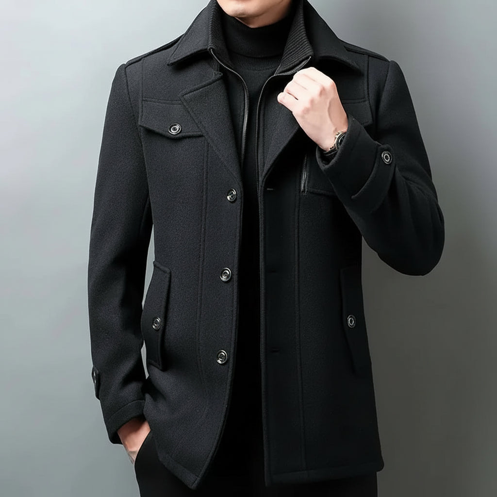 Cappotto Uomo Classico Lana Peacoat Inverno Autunno