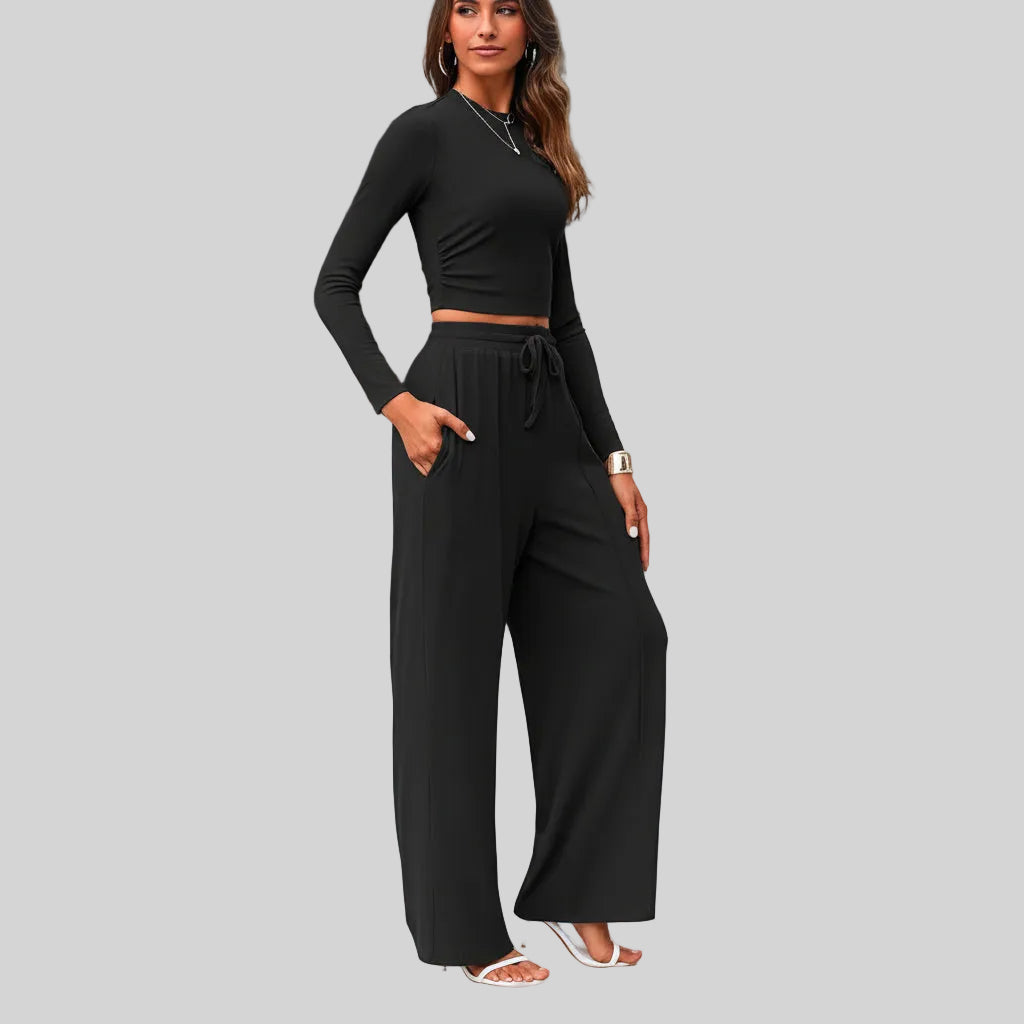 Set Due Pezzi Donna Abbigliamento Comodo Pantaloni Ampi