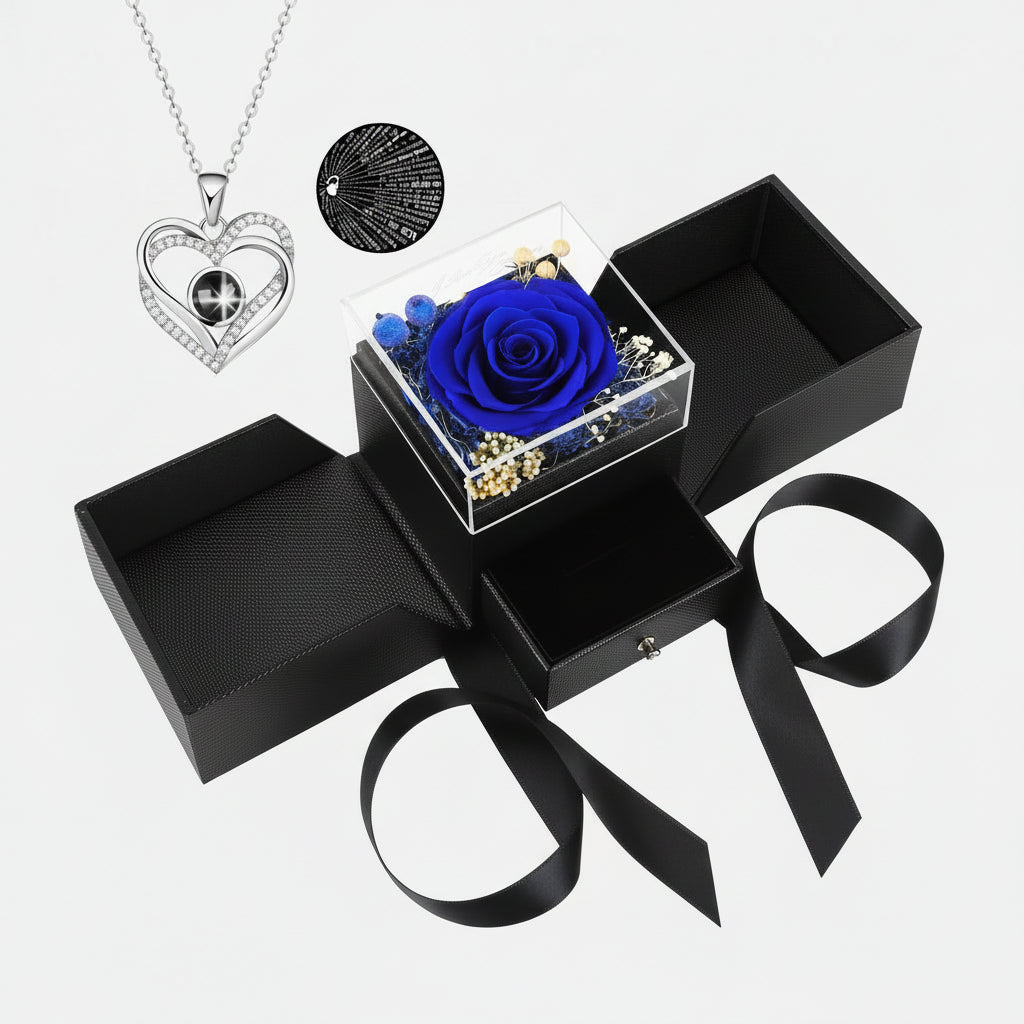 Collana Cuore Luce Rosa Eterna LED Regalo Romantico