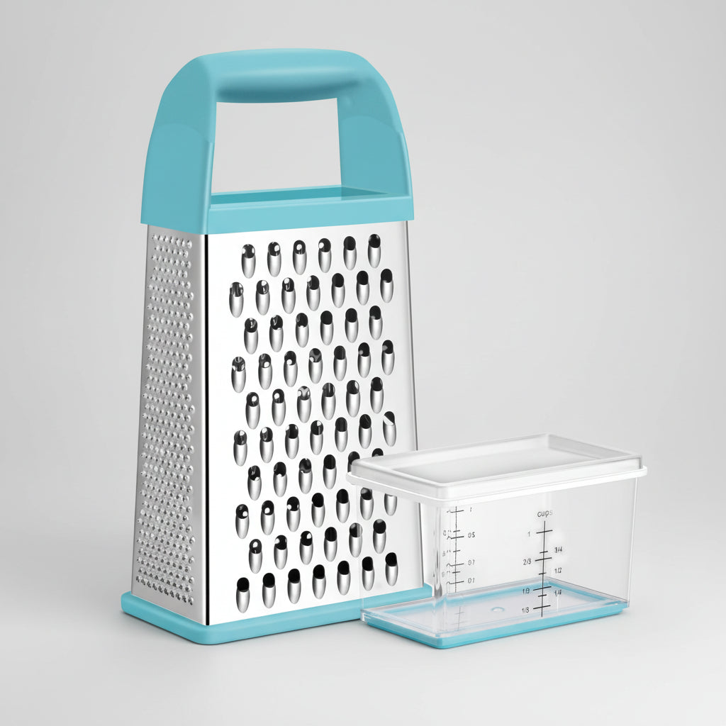 RVS Keukenrasp Antislip Basis Afneembaar Bakje 4 Zijdige Rasp