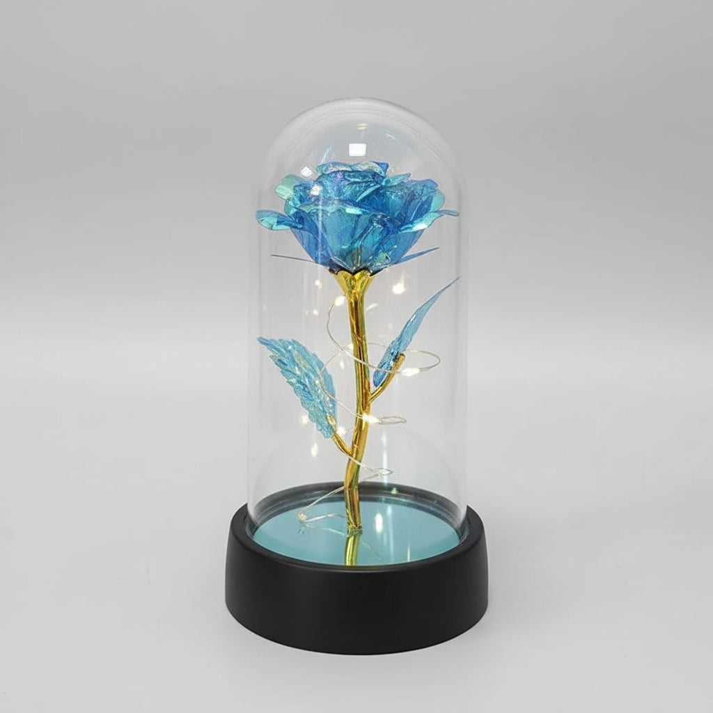 Fiori Artificiali Rose Illuminate Vetro Regalo Romantico San Valentino