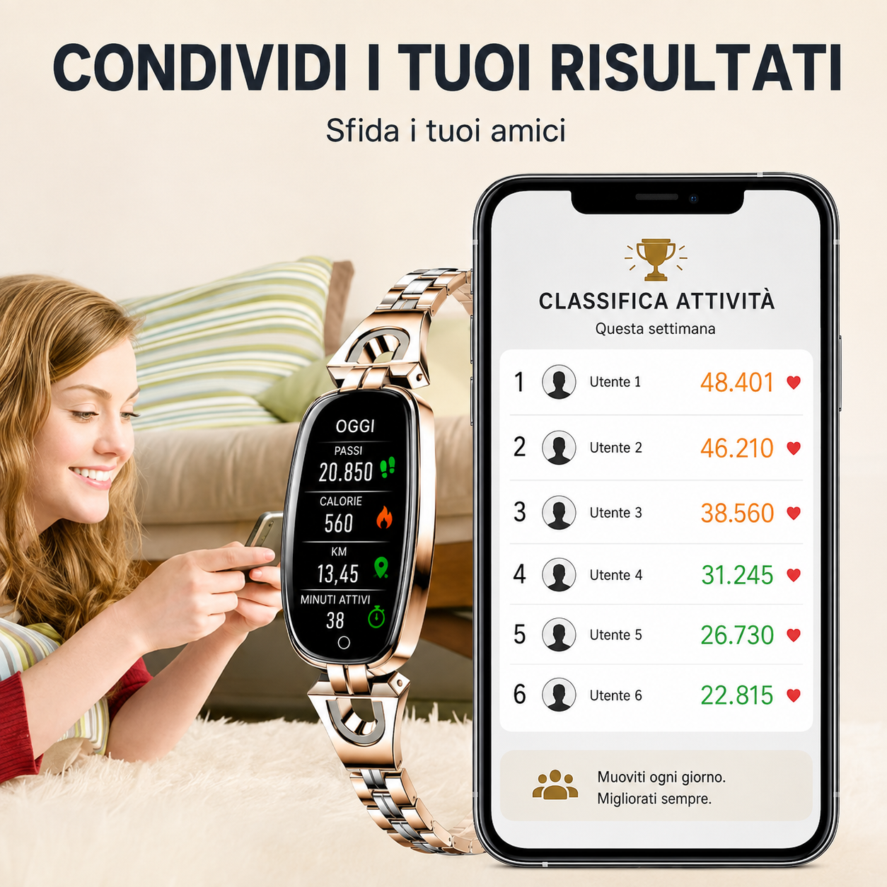 Braccialetto Fitness da Donna Impermeabile con Display