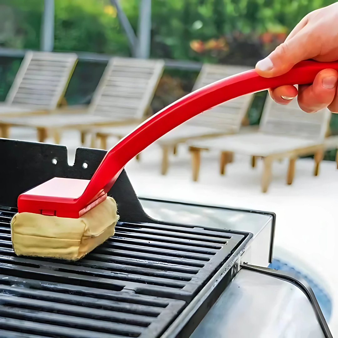Bristle-Free Grill Steam Cleaner Long Handle BBQ Cleaning Tool 0