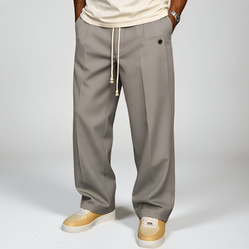 Pants Mens Wide Leg Drawstring Waist Daily Use