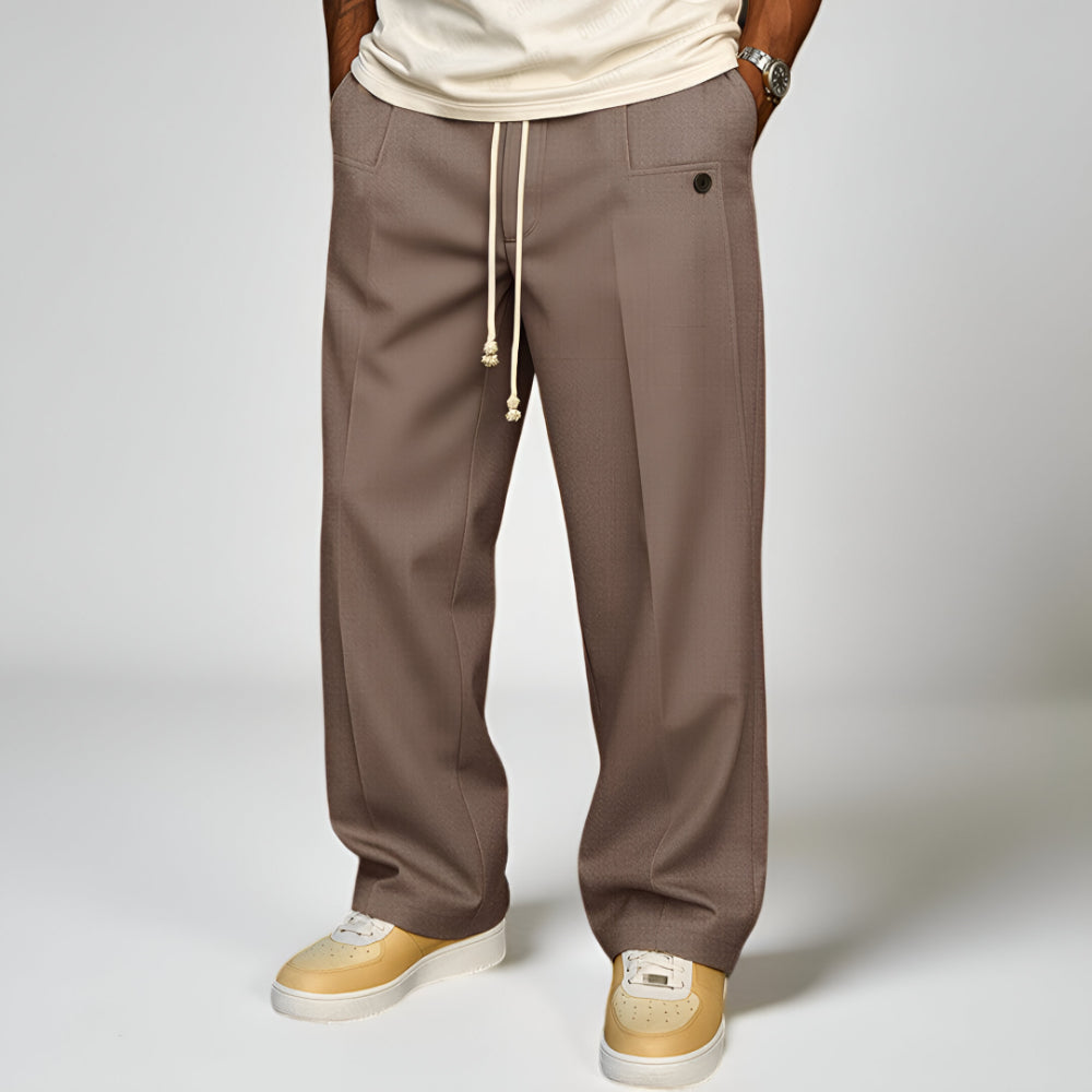 Pants Mens Wide Leg Drawstring Waist Daily Use