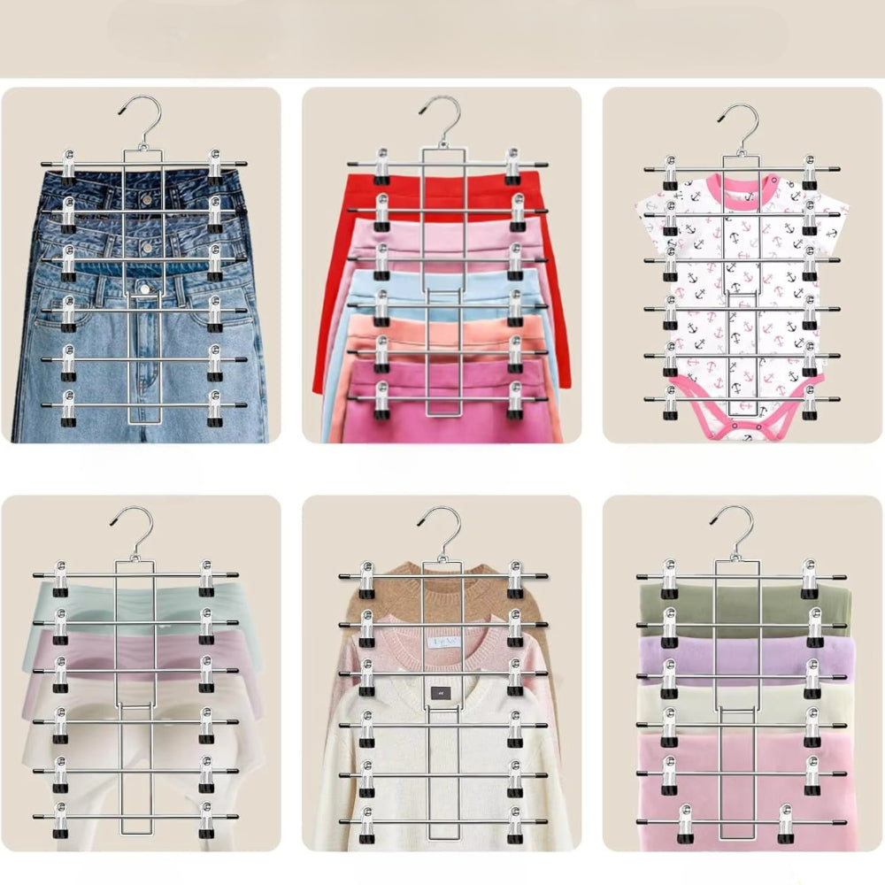 Perchero para pantalones Perchero para ropa Multicapa Ahorra espacio con clips
