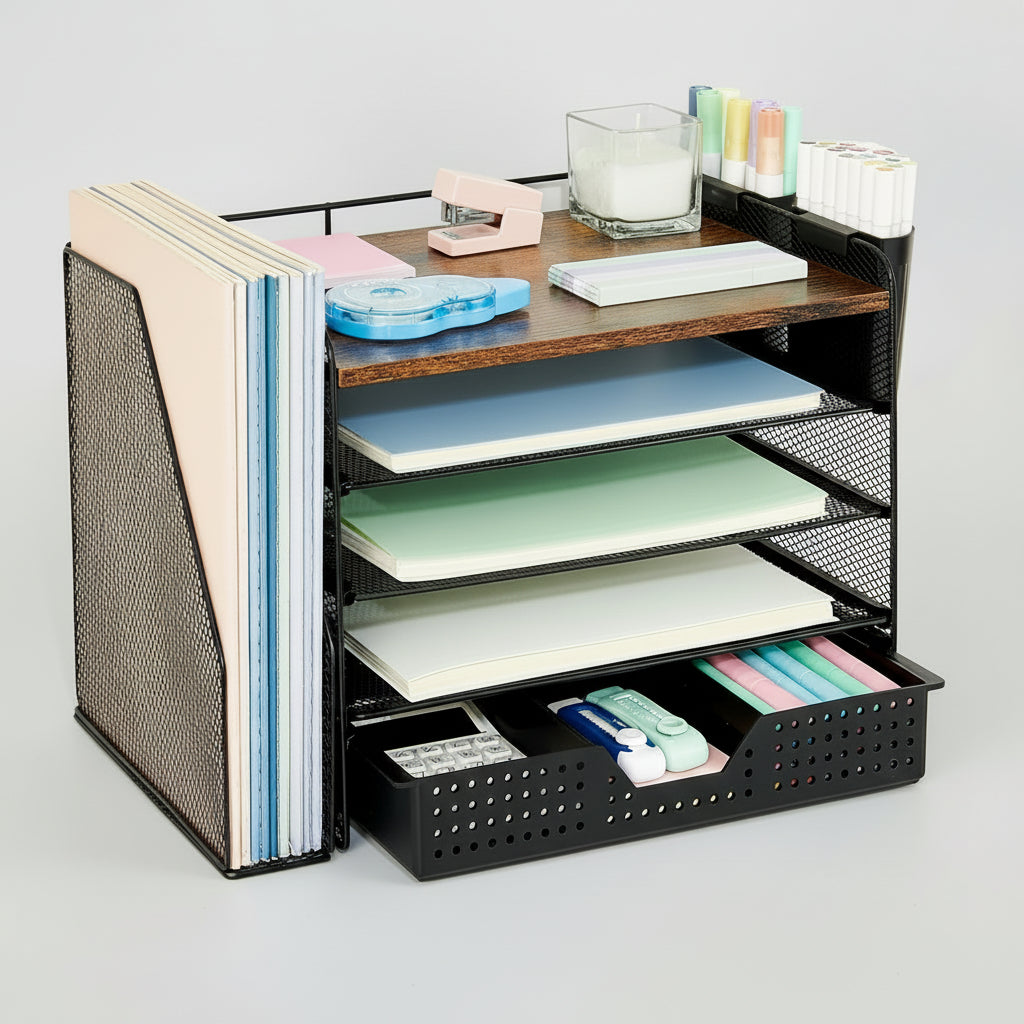 Desk Organizer Adjustable Drawer Vertical File Holder Office Storage