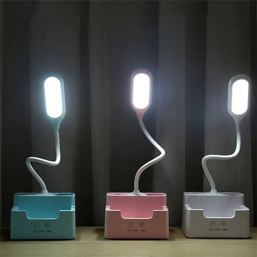 DeskBright - Flexible LED Desk Lamp with Pen and Phone Holder, Dimmable & USB Rechargeable