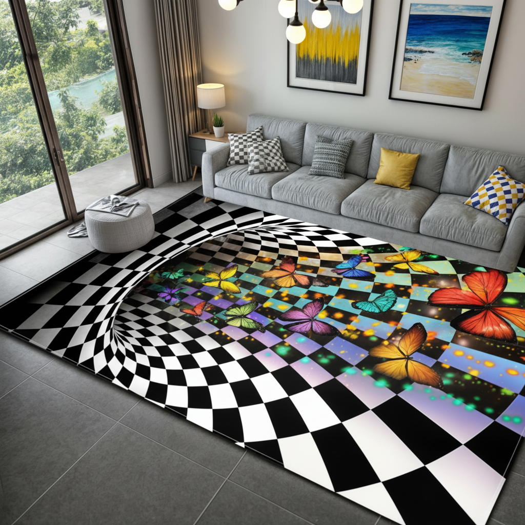 Doormat 3D Illusion Geometric Non Slip Hall Entrance
