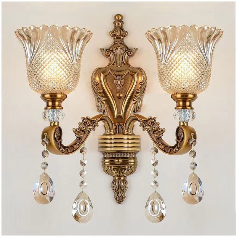 Wandlamp Vintage Goud Glas LED Dubbele Klassieke Binnenlamp