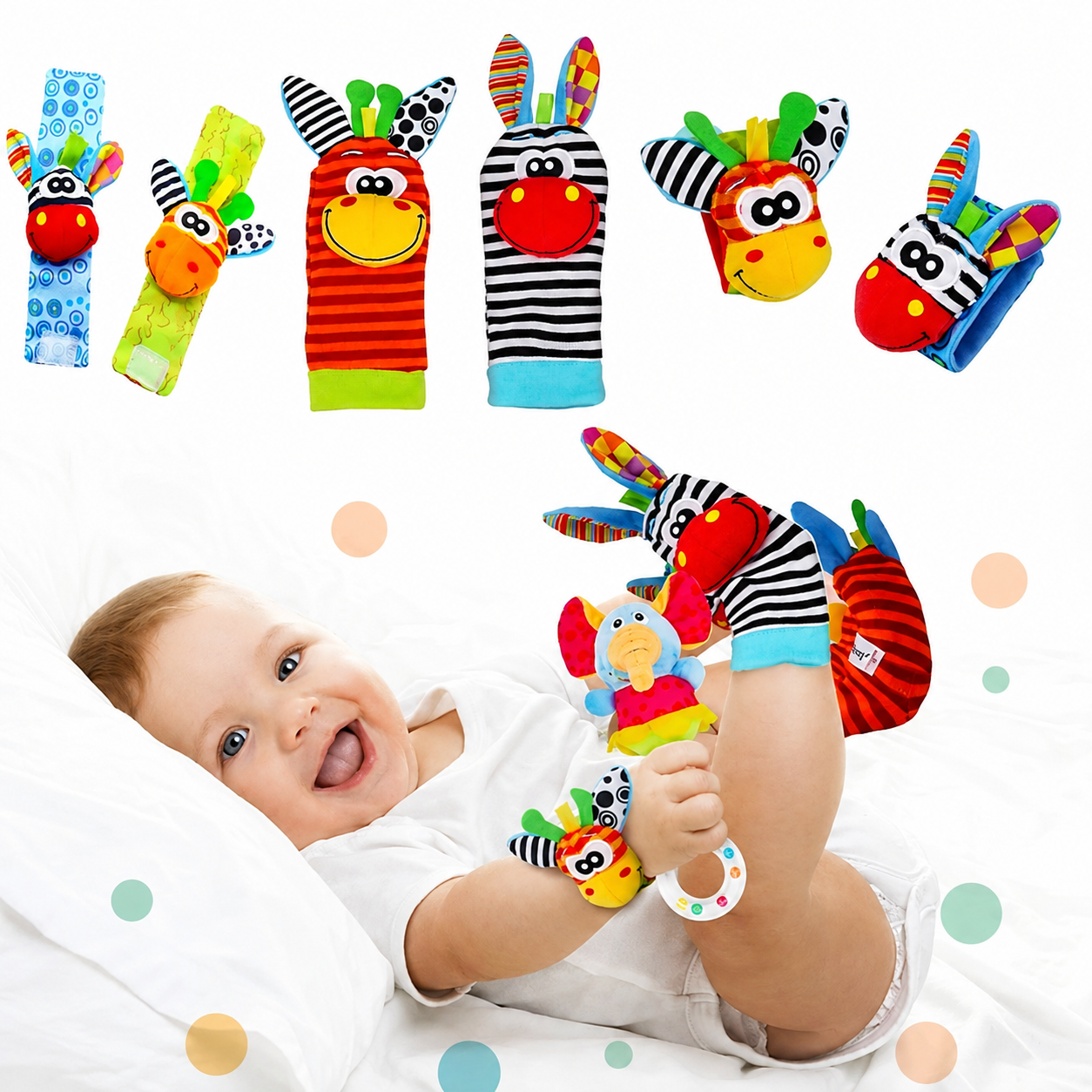 Calcetines para bebé sensoriales con puños y sonajero para juego y actividades