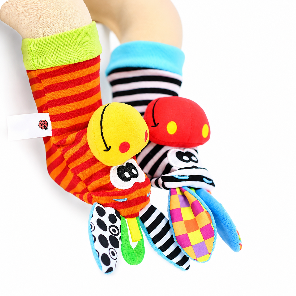 Sensory Newborn Socks with Rattle Cuff Play Activity