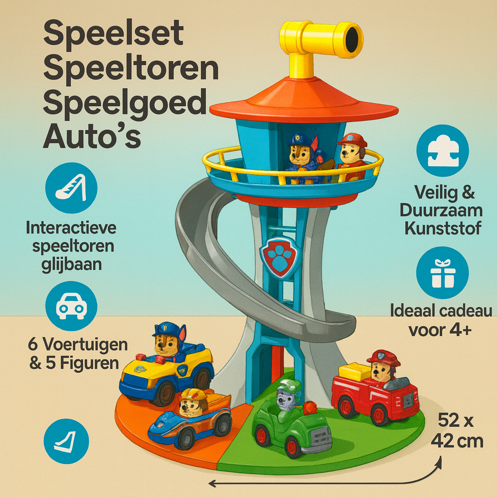 Kids Toy Playset Plastic Slide Tower Cars