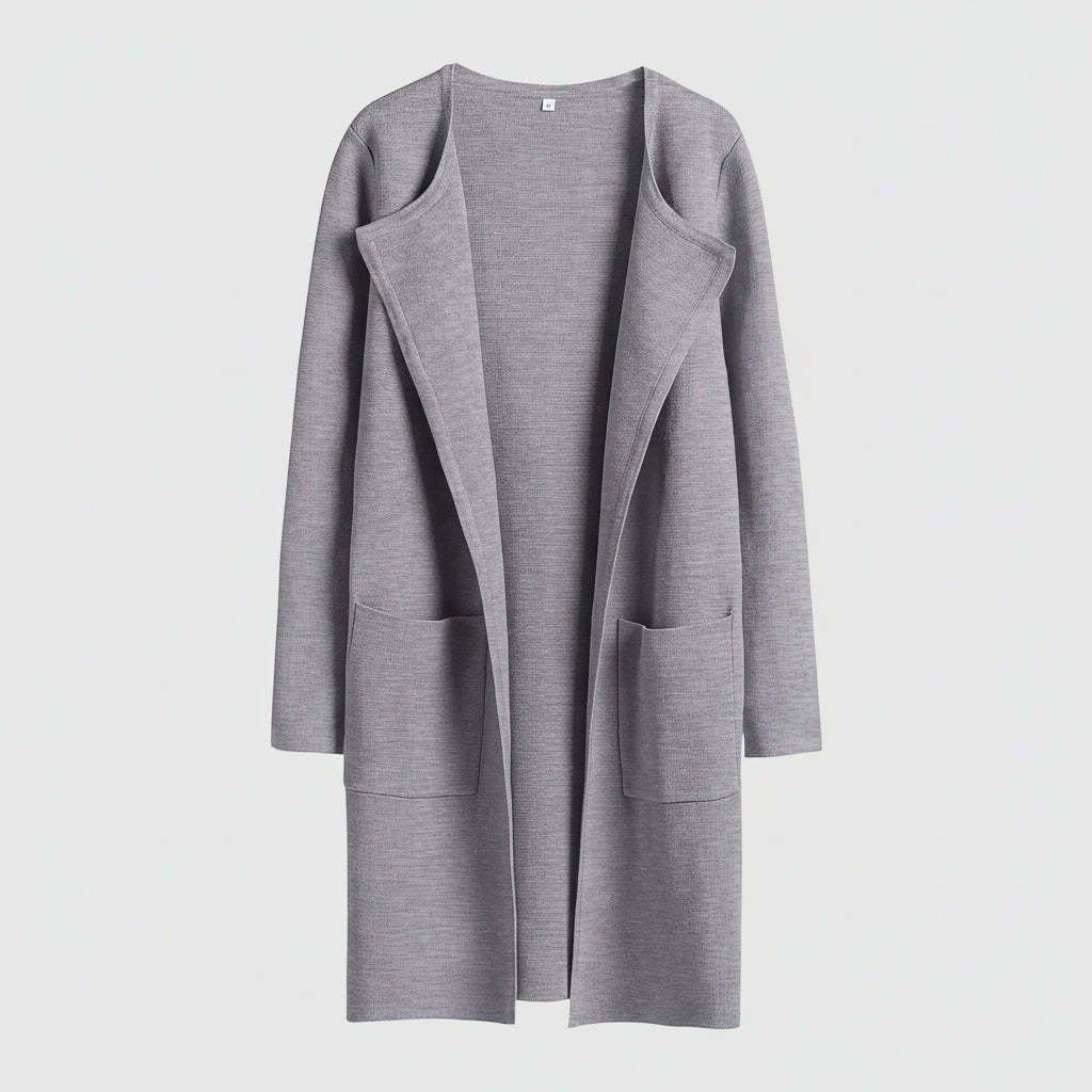 Knitted Cardigan Open Front Pockets Casual Knitted Jacket