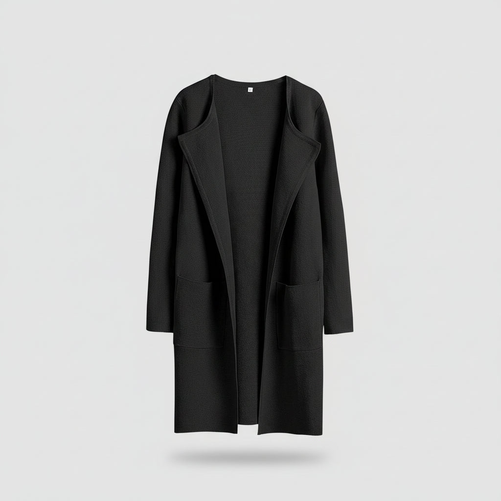 Knitted Cardigan Open Front Pockets Casual Knitted Jacket