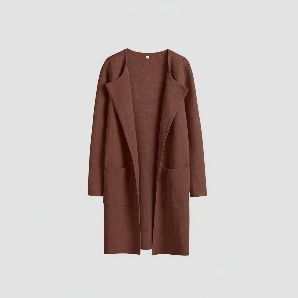 Knitted Cardigan Open Front Pockets Casual Knitted Jacket