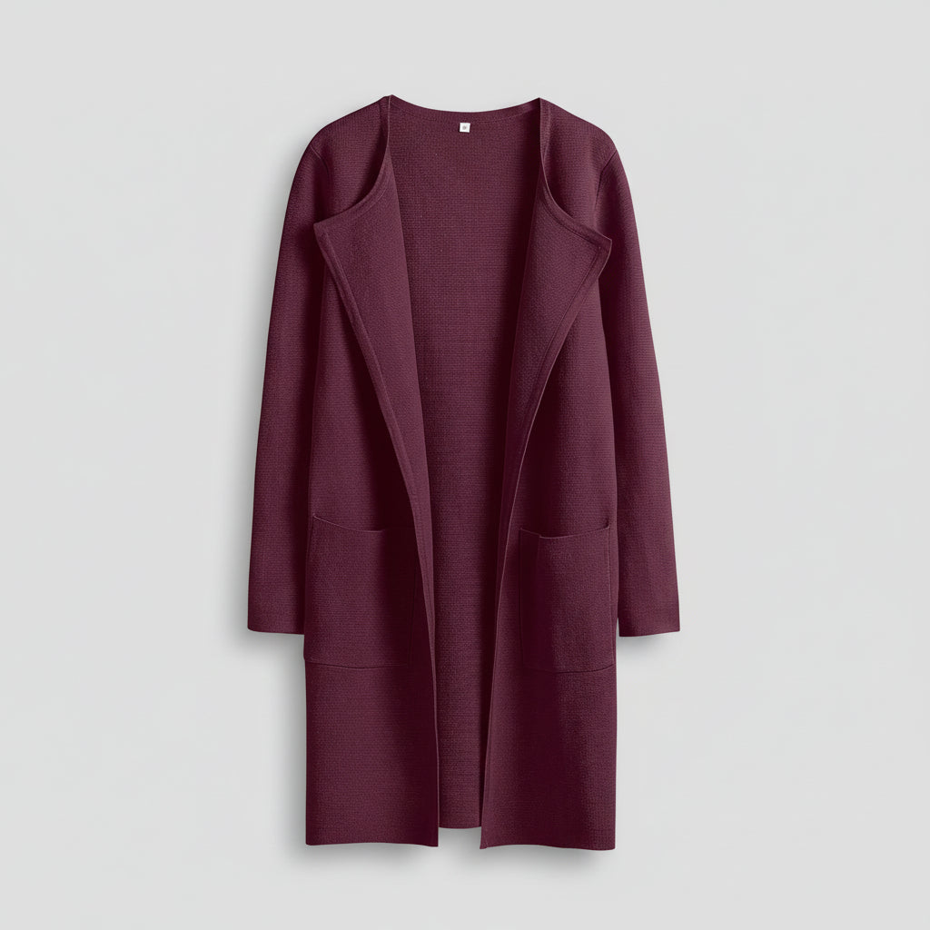 Knitted Cardigan Open Front Pockets Casual Knitted Jacket
