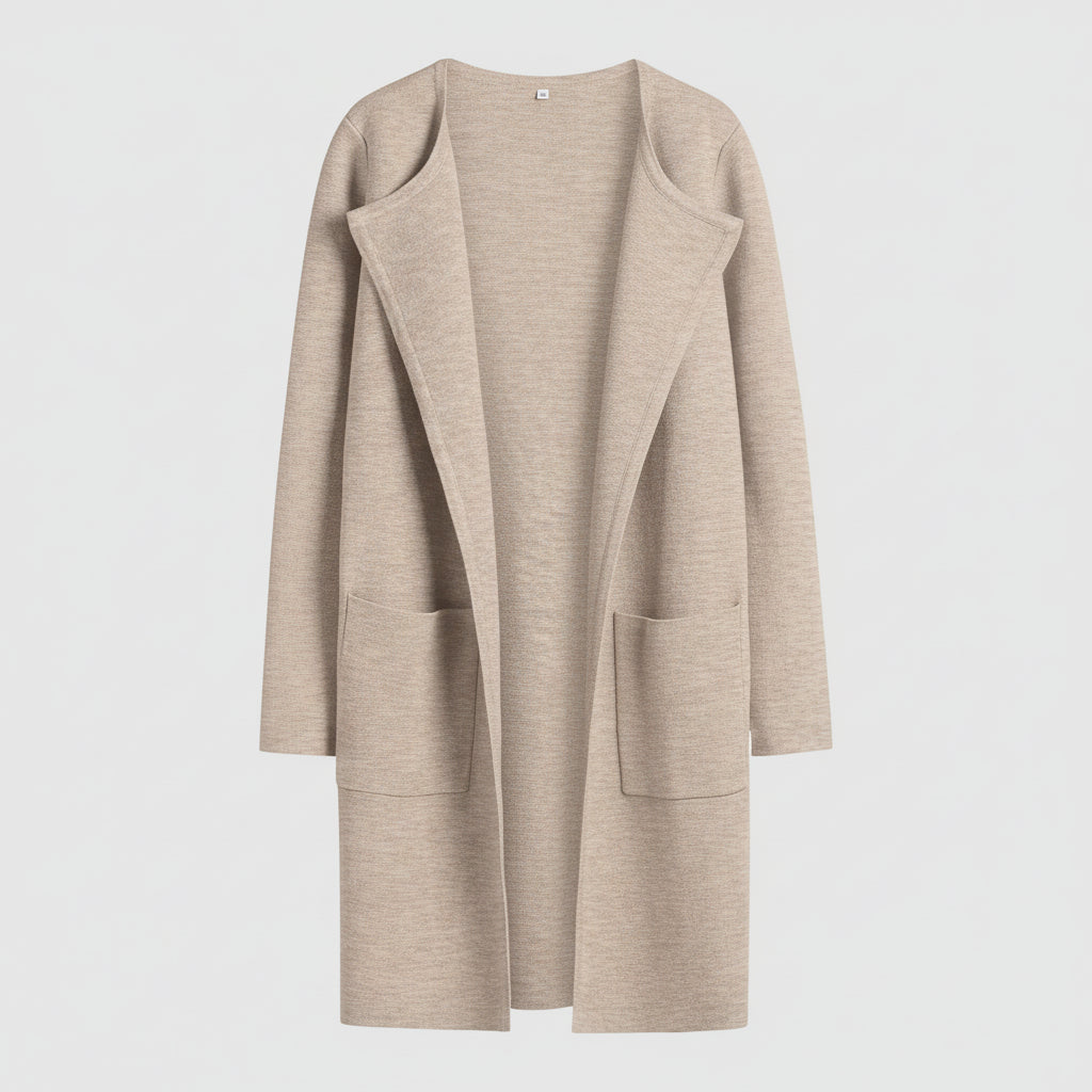 Knitted Cardigan Open Front Pockets Casual Knitted Jacket