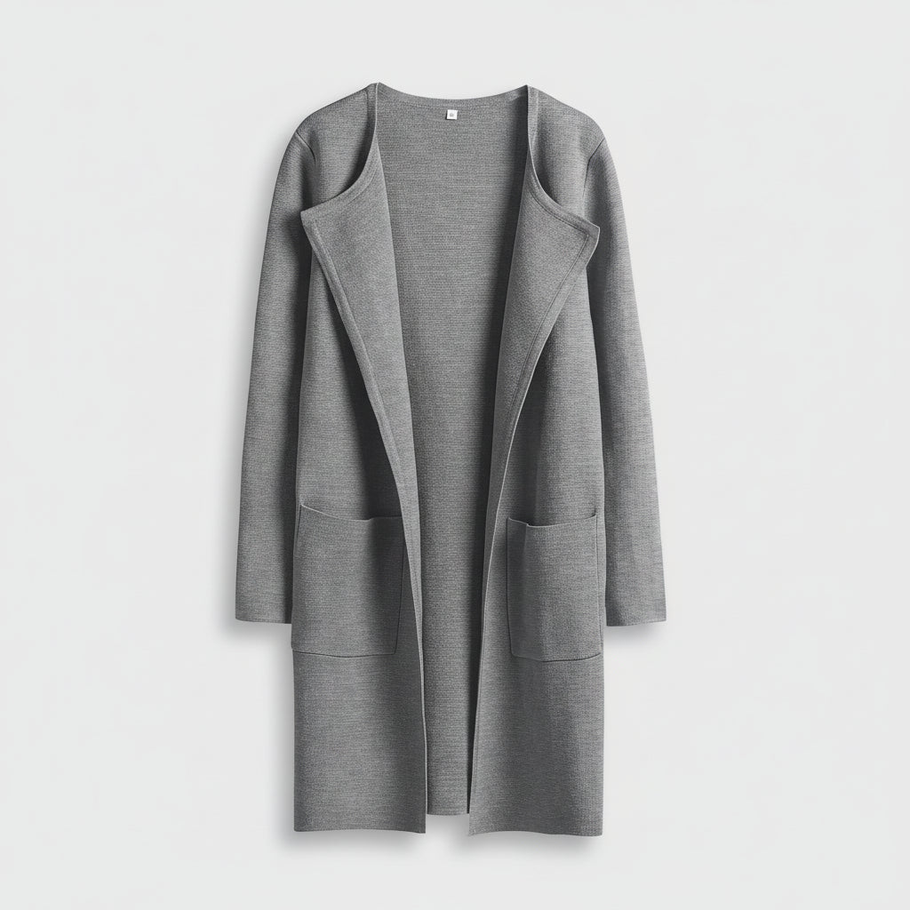 Knitted Cardigan Open Front Pockets Casual Knitted Jacket
