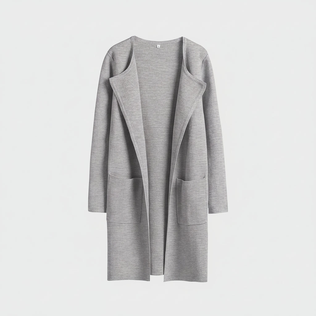 Knitted Cardigan Open Front Pockets Casual Knitted Jacket