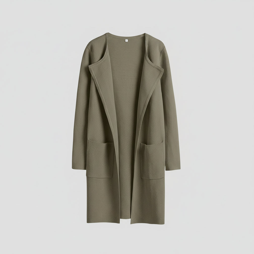 Knitted Cardigan Open Front Pockets Casual Knitted Jacket