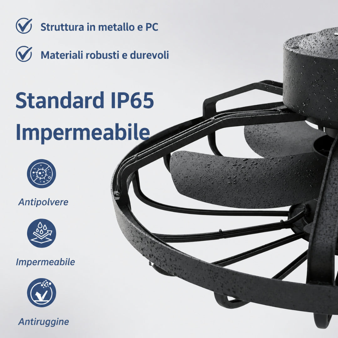 Ventilatore Soffitto Esterno Luce LED Telecomando Impermeabile