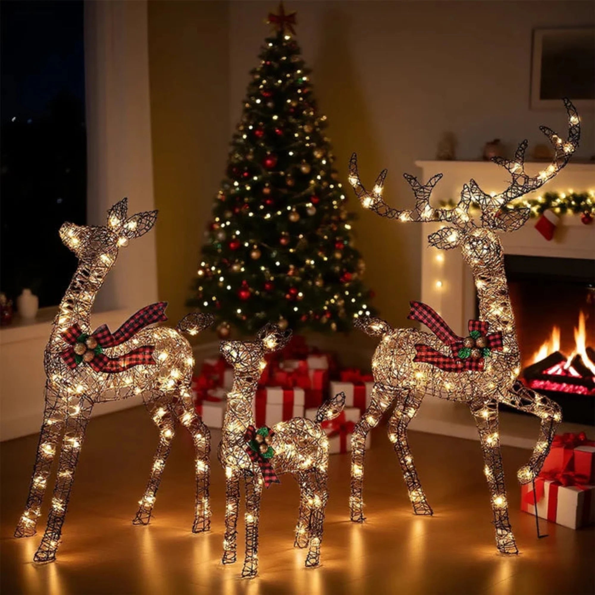 Christmas Deer Family Outdoor Decorations Lighted Waterproof Reindeer - Image 5