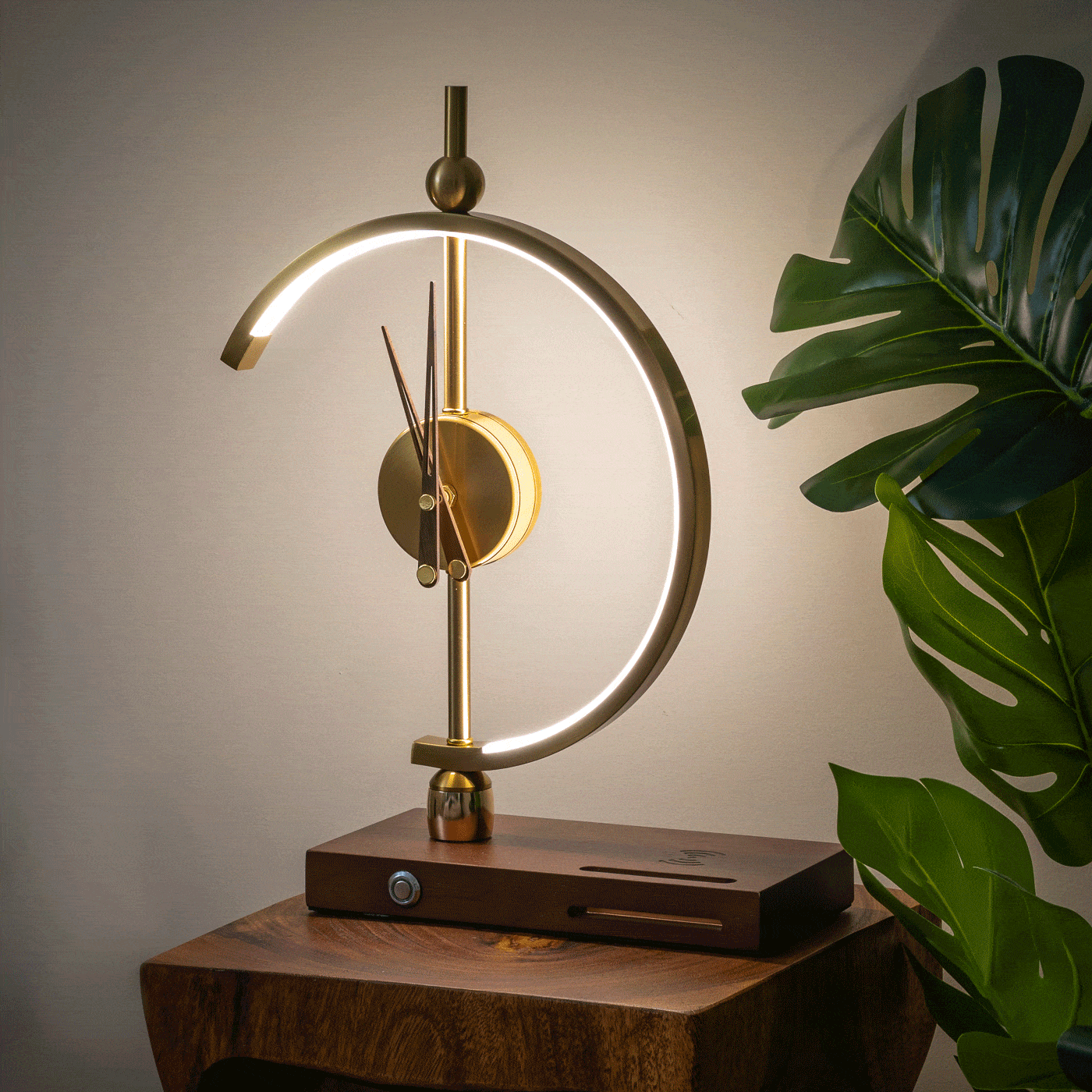 Aurora - Lampada da Tavolo Moderna Senza Fili Ricaricabile con Orologio