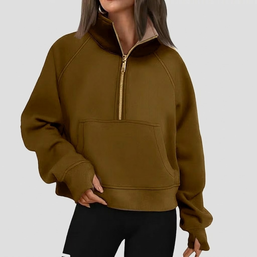 Maglione Donna Mezza Cerniera Casual Streetwear