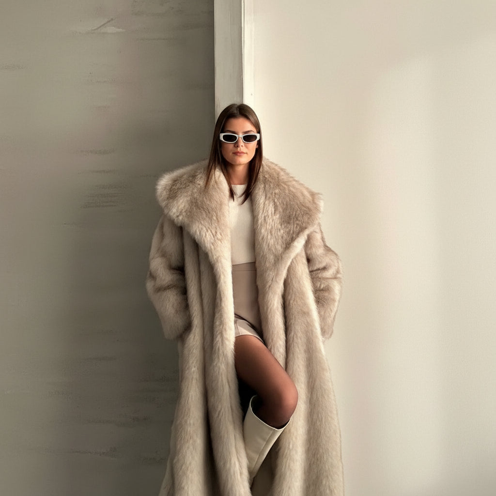 Giacca Donna Teddy Pelliccia Sintetica Cappotto Invernale Lungo Rever
