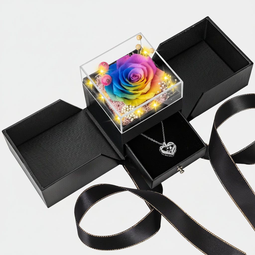 Collana Cuore Luce Rosa Eterna LED Regalo Romantico
