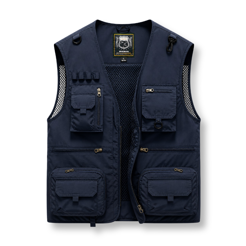 Gilet Uomo Multi Tasche Estivo Leggero con Zip per Viaggio e Outdoor