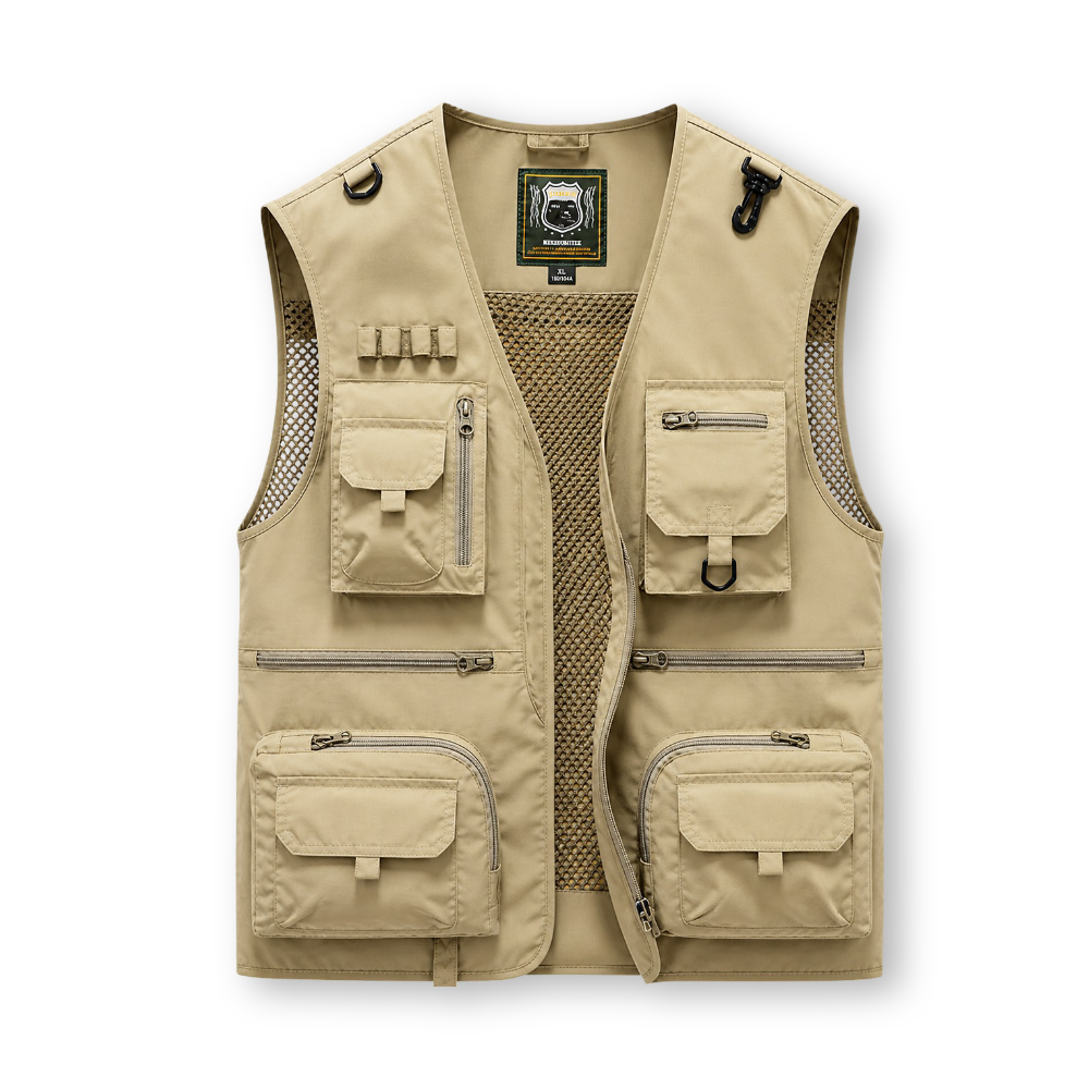 Gilet Uomo Multi Tasche Estivo Leggero con Zip per Viaggio e Outdoor