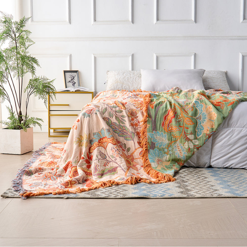 Coperta Letto Boho Floreale per Arredare il Divano Plaid Decorativo